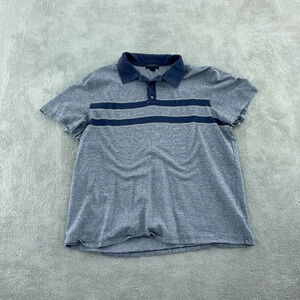 Banana Republic Mens Gray & Blue Striped Polo Shirt XL 100% Cotton 2050